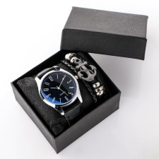 Male gift set BOUNE 2 in 1: wrist quartz clock, bracelet 