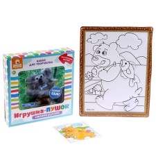 Set for creativity: creating a toy from fur sticks and coloring 