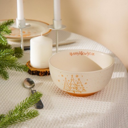 New Year's salad Sl Home "Happy New Year", 850 ml, d = 15.5 cm, ceramics, white color-6