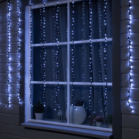 Girlyand "Waterfall" 2 × 1.5 m, IP44, UMS, transparent thread, 400 LED, white glow, 8 modes, 220 V