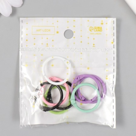 Ring for creativity (for photo albums) "Color" MIX int. D = 2 cm external. D = 2.4 cm set 8 pcs 91494-6