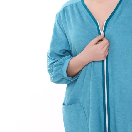 Women's bathrobe, blue color, size 52-2