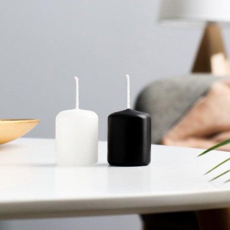 Set of candles - cylinders, 4x5 cm, set 2 pcs, multi -colored (white, black)-1