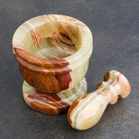 Set of a mortar with a pestle, onyx 7 x 8 x 8.5 cm-3