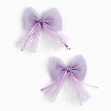 Hair clip, 2 pcs, bow 7.5 cm, Minnie Mouse-3
