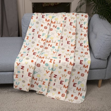 Fleet blanket "letters", size 150x200 cm, milk color-3