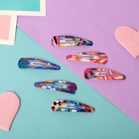 Invisible hair "Selena" (set of 6 pcs) abstraction, 4.5 cm, mix