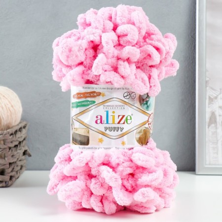 Yarn "Puffy" 100 % micropoliester 9m/100g (185 pink)