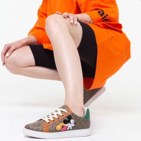 Children's sneakers, dark beige mix, size 35-1