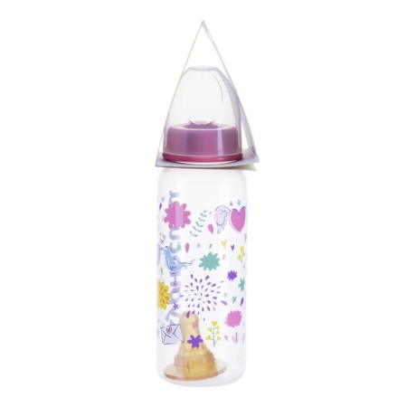 A bottle for feeding with a latex nipple, 250 ml, from 0 months., Mix color-6