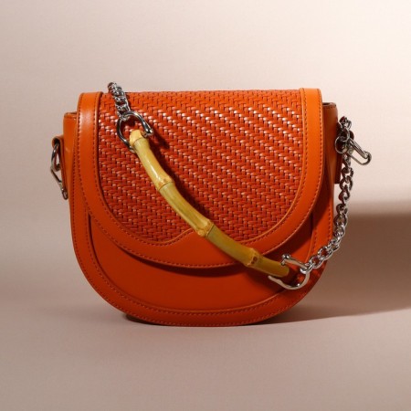Handle for a bag, bamboo, with chains and carbines, 60 cm, silver color-4