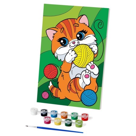 Picture on numbers for children "Cat with glomeruli", 20 x 30 cm-1