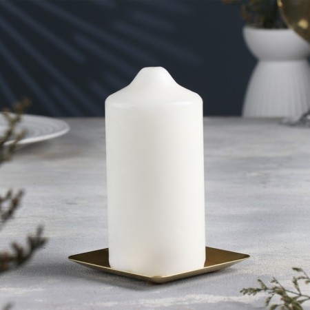 Square Plate Climber of Metal for one candle, 10x1.1 cm, gold