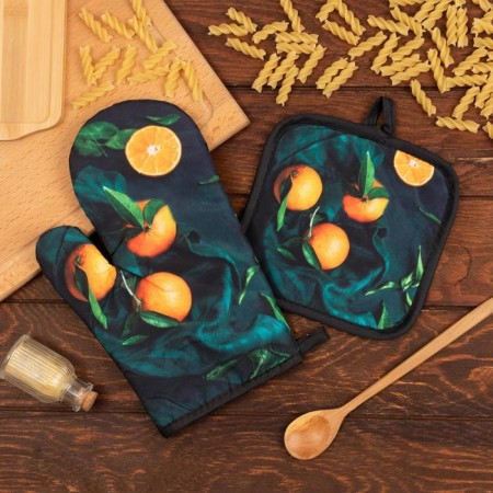 Kitchen set of the “orange” shares of 17*17 cm, mittens-output 26*16 cm, 100% p/e