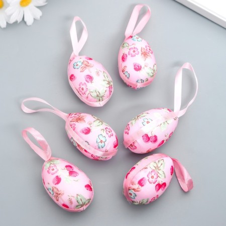 Decor Easter suspension "Egg with flowers" set 6x4 cm-1