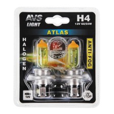 Hoodic lamp AVS Atlas Anti-Fog, Yellow, H4, 12 V, 60/55 W, set 2 pcs