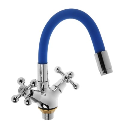 ACCOONA A9871M kitchen mixer, two -wound, silicone spout, silumin, blue/chrome