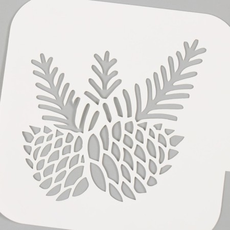 Plastic stencil "spruce cones", size 9x9 cm-2