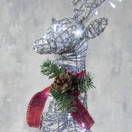 LED figure "silver deer" 50 × 85 × 18 cm, metal, 220 V, glow of white-3