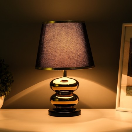 Traffic lamp with lampshade Risalux "dew", 1 × 40 W, E27, black/gold, 20 × 20 × 32 cm-3