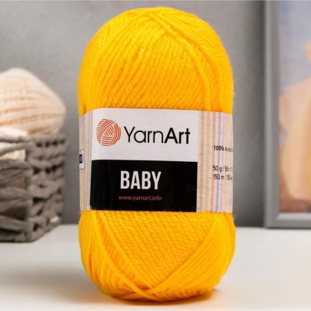 Yarn "Baby" 100% acrylic 150m/50g (32 yellow)