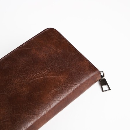 Male purse with lightning, department for bills, for cards, for coins, brown color-2