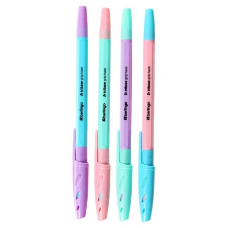 Ballpoint handle Berlingo "Tribase Grip Haze", 0.7 mm, flu, blue, mix-1