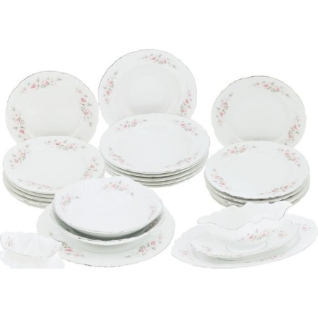 Dining set 6/24 Bernadotte, decor “Pale roses, platinum layout”, 24 items