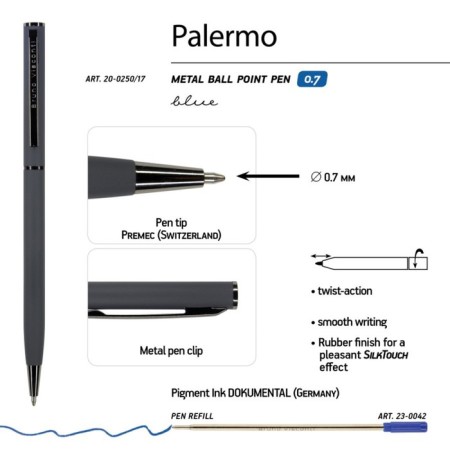 Switching handle, 0.7 mm, BrunovisConti Palermo, Blue rod, metal case Soft Touch graphite, in a red case-4