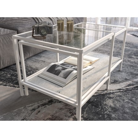 Table Journal Duet, 941 (488) x488 (544) x457 (500), white Muar/Metropolitan Gray/Glass-6
