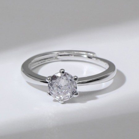 Ring "Classic" crystal, white color in silver, dimensionless-3