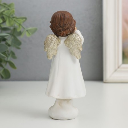 Polystone souvenir "Angel with a flashlight" Golden wings 4x4.8x13 cm-2