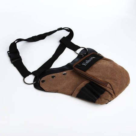 Lightning waist bag, 3 outer pockets, hook on the thigh, brown color-5