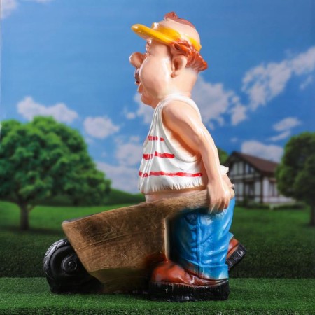 Garden figure "Kolyan with a wheelbarrow" 78x30x50cm-1