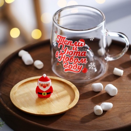 Glass mug with a lid "heat and comfort", 350 ml-4