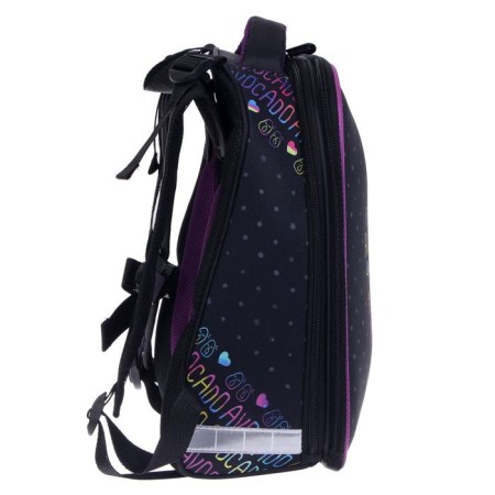 School backpack 38 x 30 x 16 cm, ergonomic back, stavia "avocado", black/lilac-2
