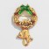 Brooch "Cat" on a wreath, the color is red-green in gold