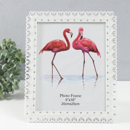 Photo frame plastic 20x25 cm "Frame from hearts" Milk
