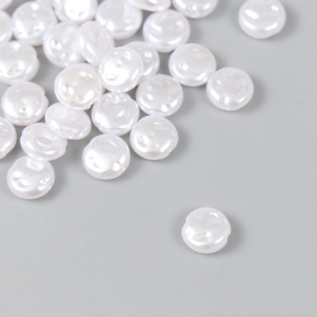 Beads for creativity plastic "Round Flat Pearl" set 40 pcs 0.8x0.8x0.4 cm