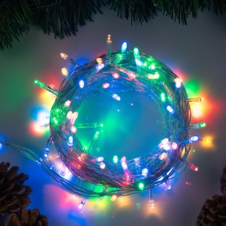 Garland "thread" 10 m, IP20, transparent thread, 100 LED, glow of multi, 8 modes, 220 V