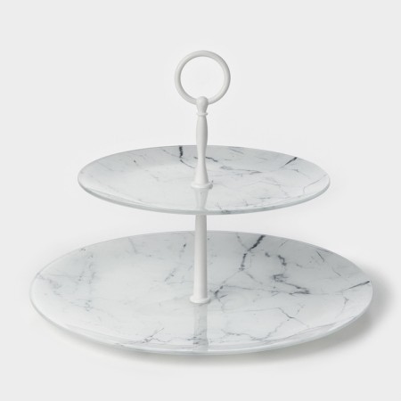 The floral lobby is the glass share "marble", d = 21 cm, d = 30 cm, 2 tiers, white color