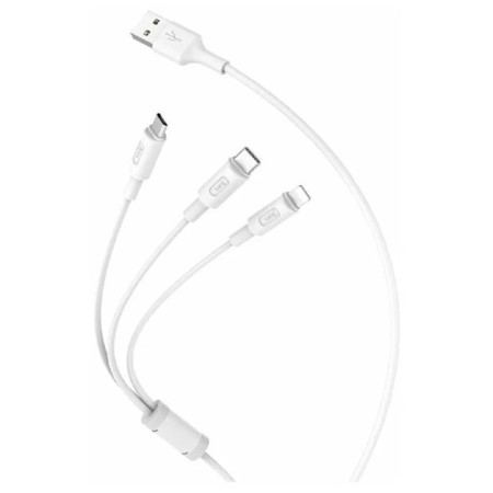 Hoco X25, MicroUSB/Lightning/Type -C - USB, 2 A, 1 m, PVC braid, white-2