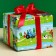 Glossy packaging paper, "in the fields", blue tractor, 70x100 cm