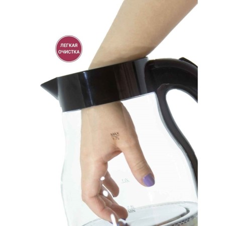 Electric kettle Pioneer KE802G, glass, 2200 watts, 1.7 l, black-6