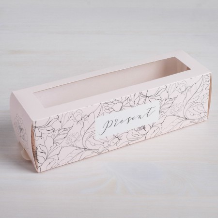 Box for Makarun, confectionery packaging, Present 18 x 5.5 x 5.5 cm