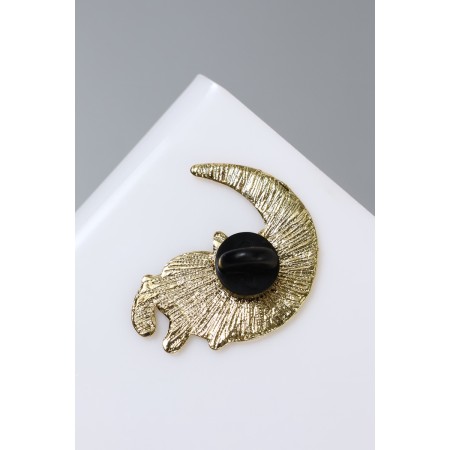 Icon "cat" on the moon, black and white color in gold-4