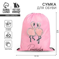 Мешок для обуви Pink mood с пайетками, размер 30 х 40 см
