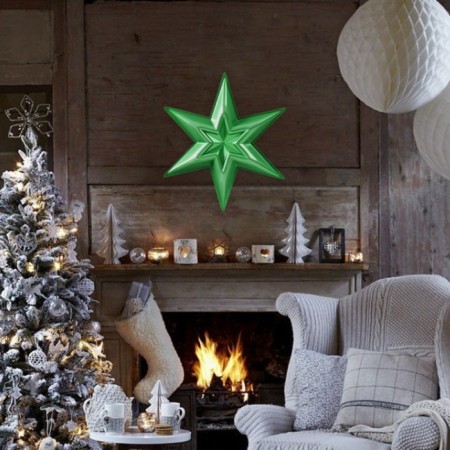 Figure "Star in the Star" Small Green Metallic Metal, half, 34x39 cm