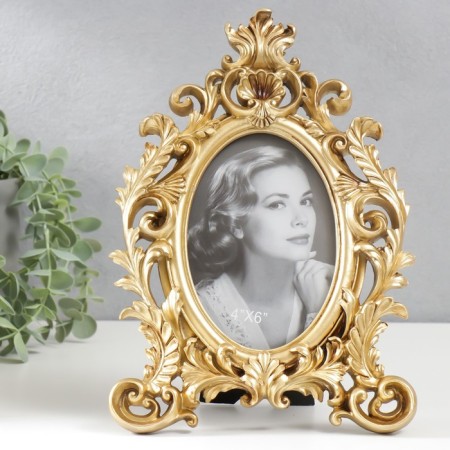 Photo frame Polystone 10x15 cm oval "Naples" aged gold 28x19 cm