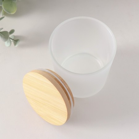 Bank for suppositories glass with a white semi -duma lid 220 ml 7x7x8.4 cm-2